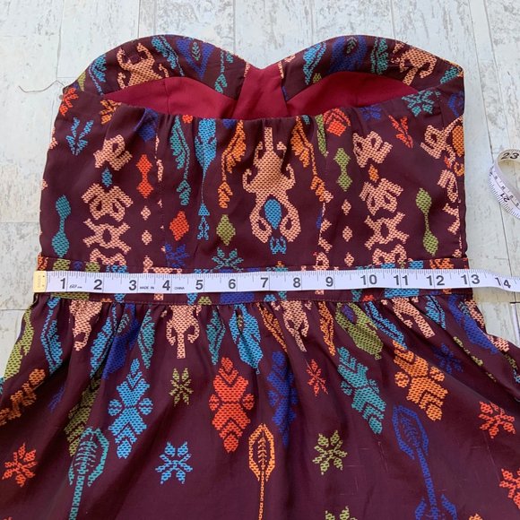 Hunting Bird Strapless Top Peplum Ikat Design Sz 2 - Picture 7 of 7